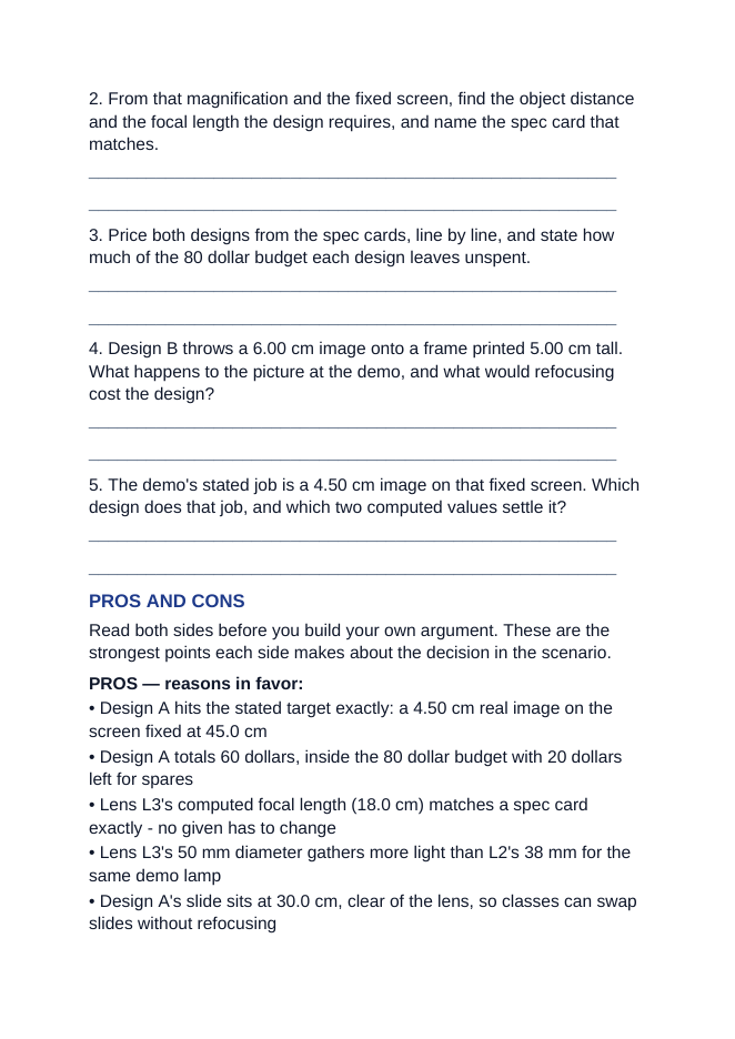 Geometric Optics & Lenses Real-World Case Study sample page