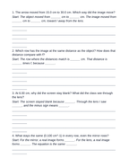 Geometric Optics & Lenses Scaffolded Phenomena-Based Lesson: The Bench Where the Image Would Not Keep Step: Thin-Lens Distances Student Response Sheet sample page