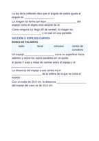 Geometric Optics & Lenses Spanish Guided Notes sample page