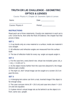 Geometric Optics & Lenses Truth or Lie Challenge sample page