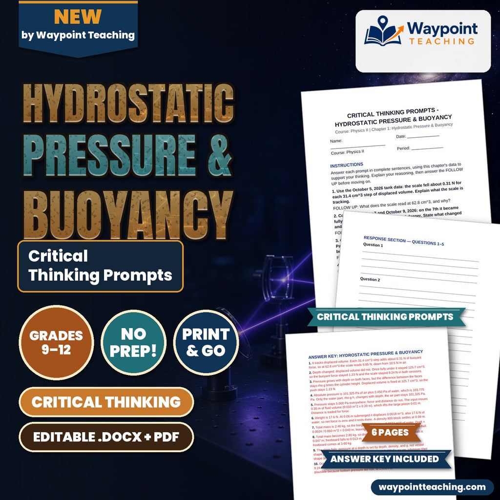 Hydrostatic Pressure & Buoyancy Critical Thinking Prompts cover