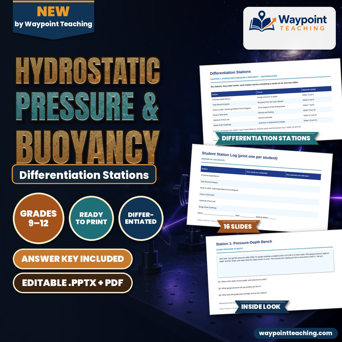 Hydrostatic Pressure & Buoyancy Differentiation Stations cover