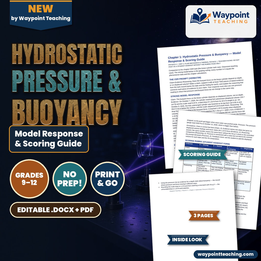 Hydrostatic Pressure & Buoyancy Model Response & Scoring Guide cover