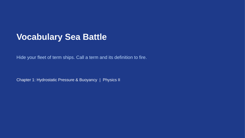 Hydrostatic Pressure & Buoyancy Sea Battle Review Game sample page