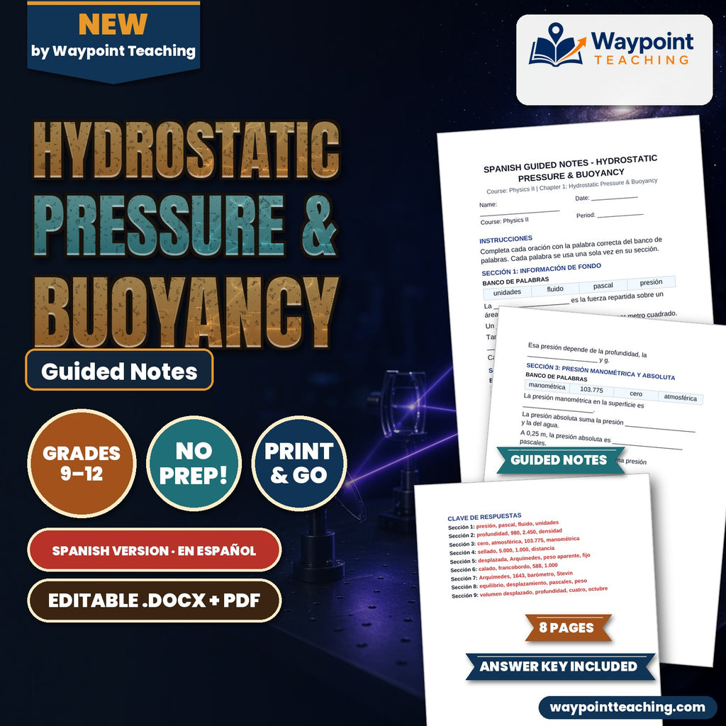 Hydrostatic Pressure & Buoyancy Spanish Guided Notes cover