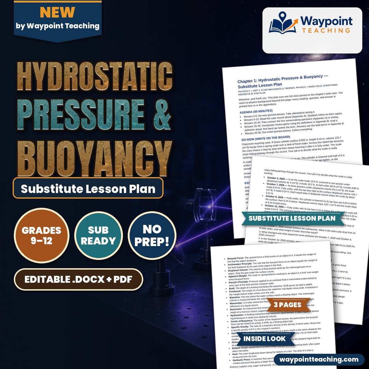 Hydrostatic Pressure & Buoyancy Substitute Lesson Plan cover