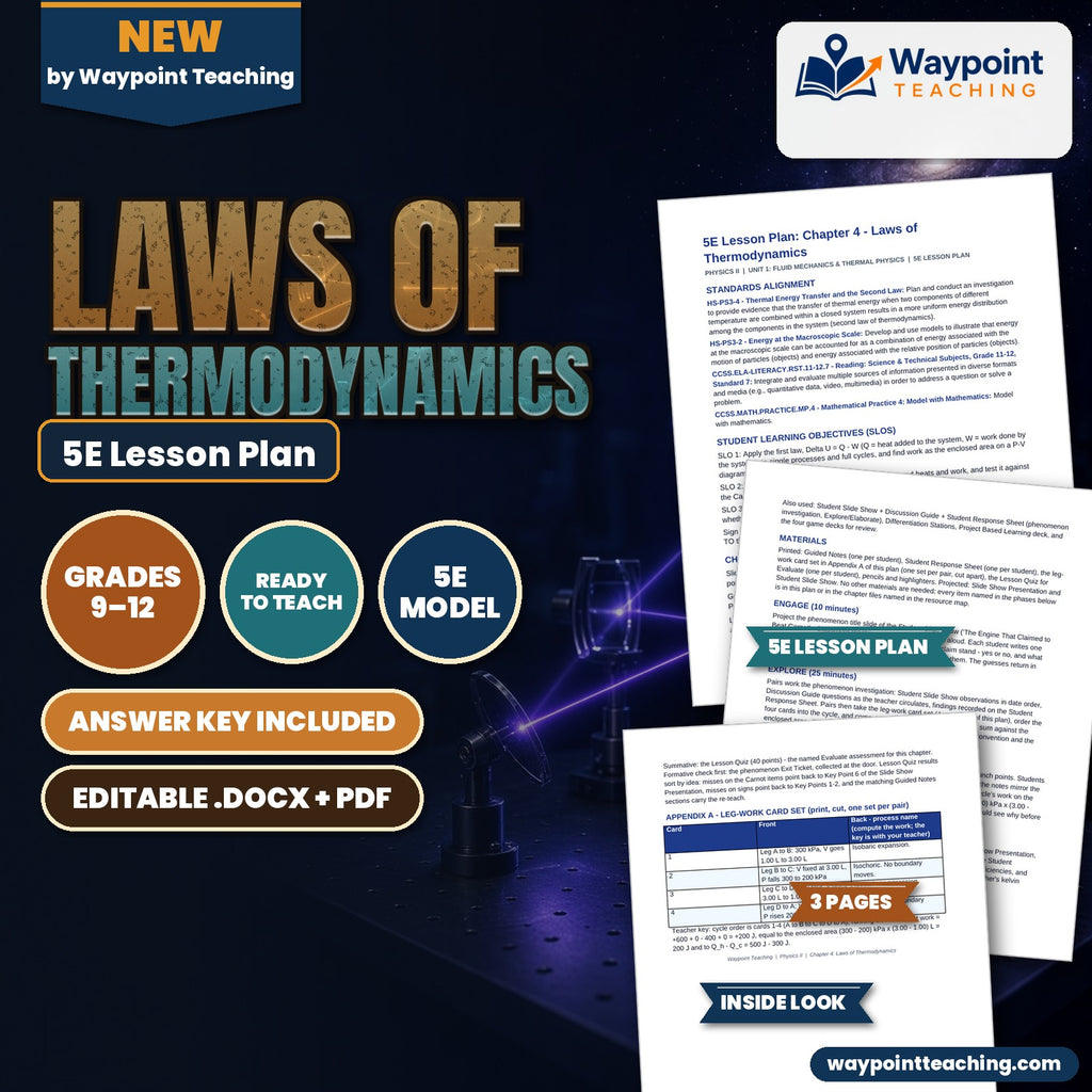 Laws of Thermodynamics 5E Lesson Plan cover