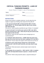 Laws of Thermodynamics Critical Thinking Prompts sample page