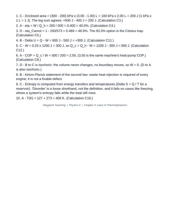 Laws of Thermodynamics Lesson Quiz sample page