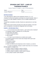Laws of Thermodynamics Spanish Unit Test sample page