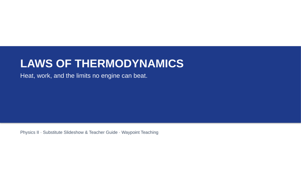 Laws of Thermodynamics Substitute Slideshow & Teacher Guide sample page