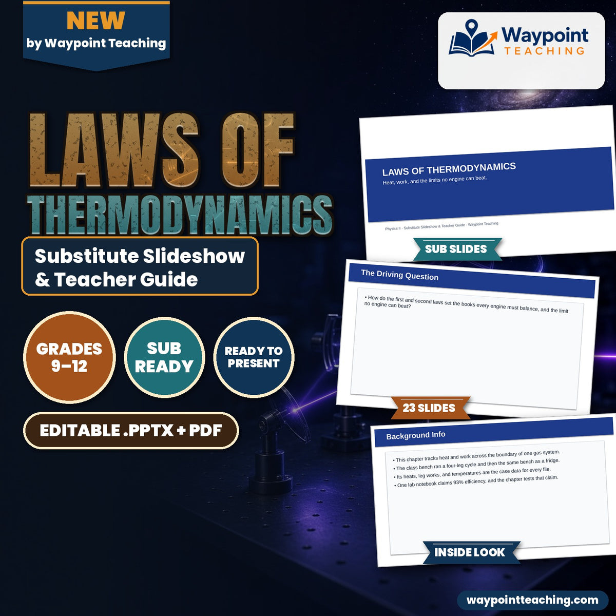 Laws of Thermodynamics Substitute Slideshow & Teacher Guide cover