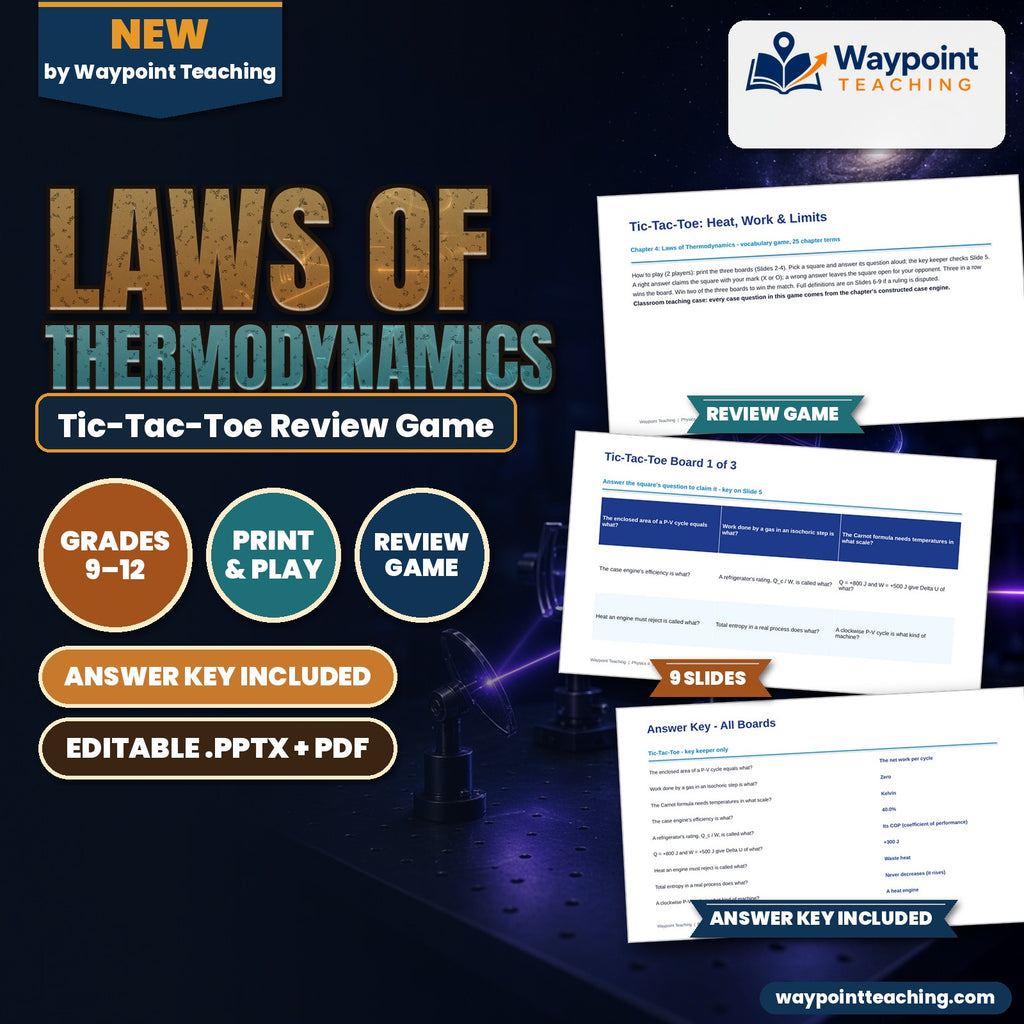 Laws of Thermodynamics Tic-Tac-Toe Review Game cover