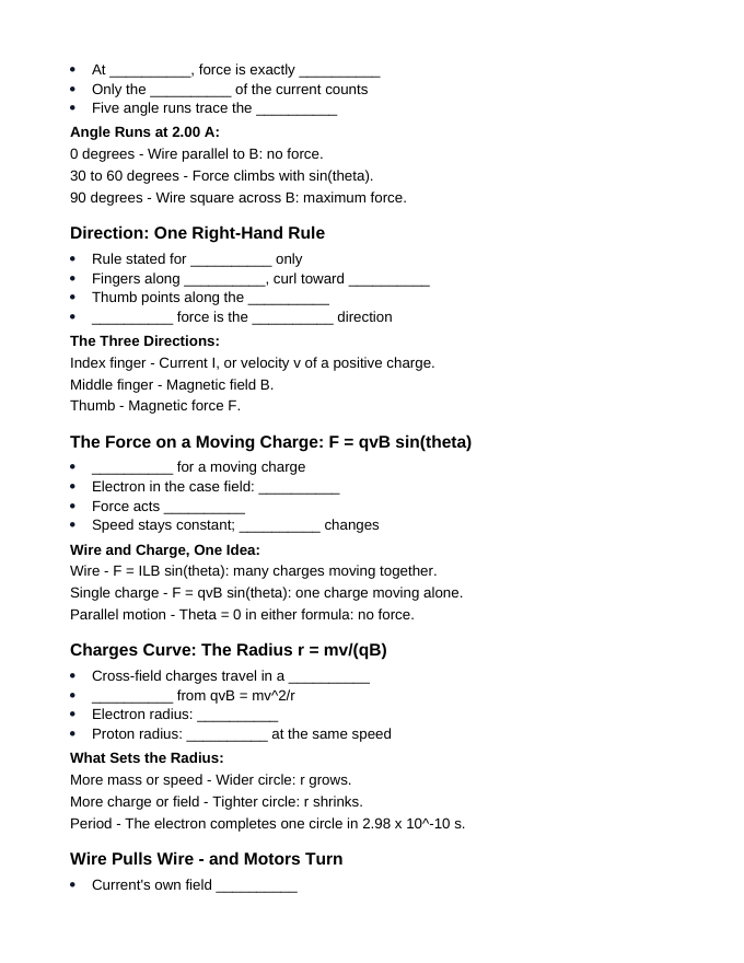 Magnetic Fields & Forces Guided Notes sample page