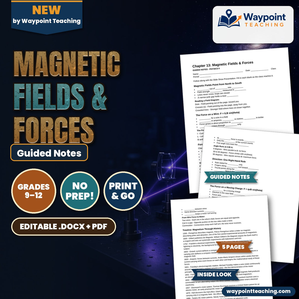 Magnetic Fields & Forces Guided Notes cover