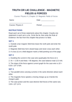 Magnetic Fields & Forces Truth or Lie Challenge sample page