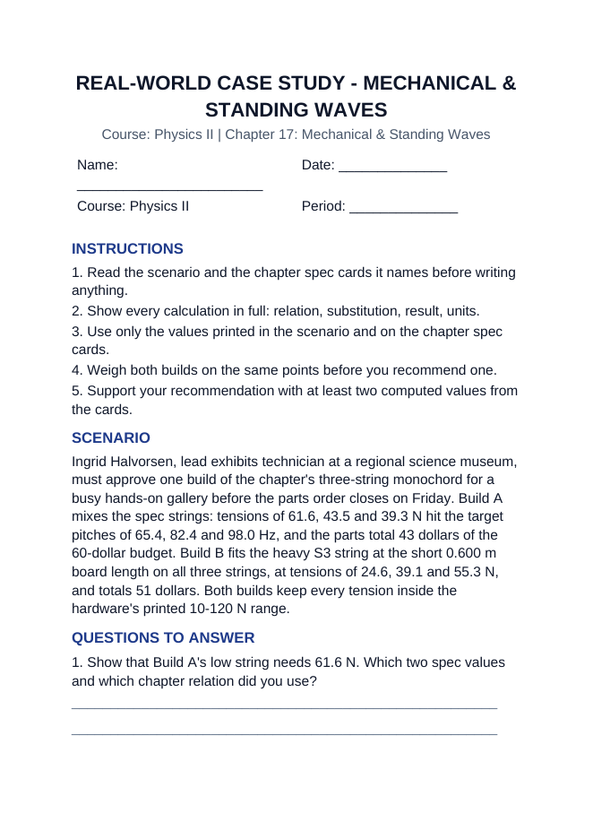 Mechanical & Standing Waves Real-World Case Study sample page