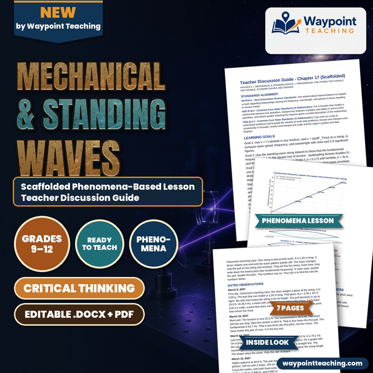 Mechanical & Standing Waves Scaffolded Phenomena-Based Lesson: The String That Would Not Double: Standing Waves and Tension Teacher Discussion Guide cover