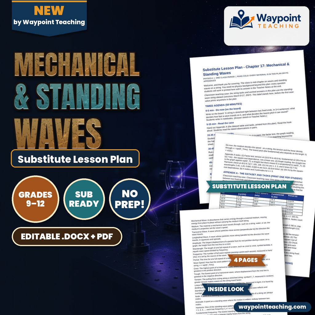 Mechanical & Standing Waves Substitute Lesson Plan cover