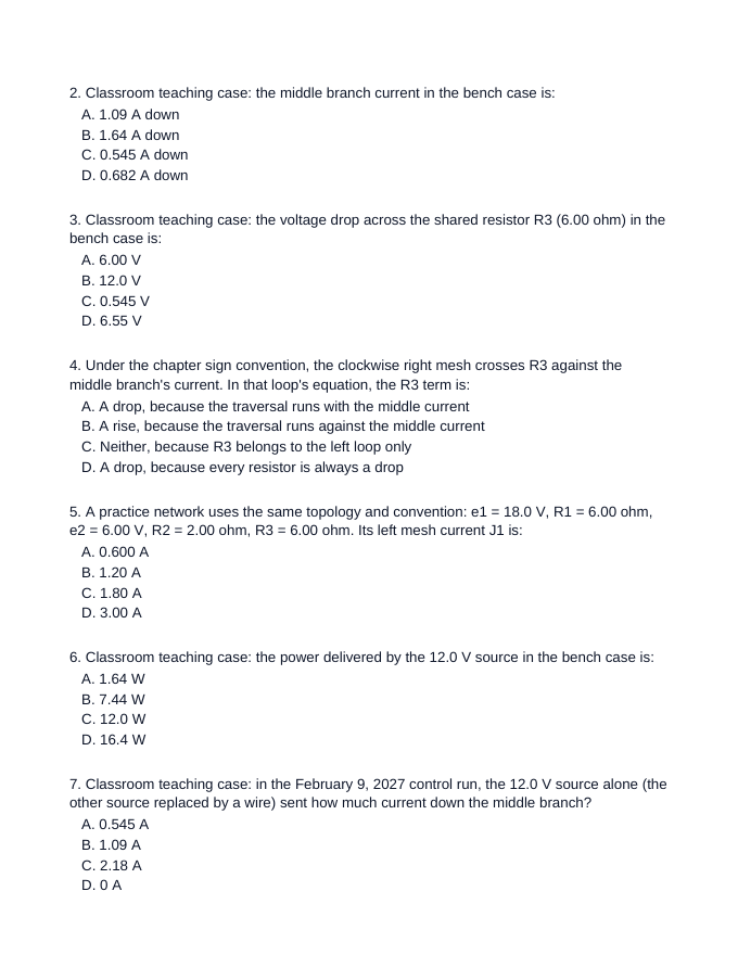 Multi-Loop Circuit Analysis Lesson Quiz sample page