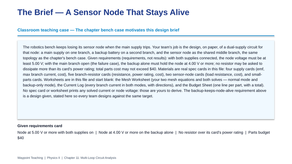 Multi-Loop Circuit Analysis Project-Based Learning Activity sample page