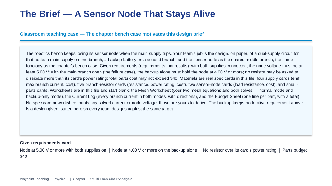 Multi-Loop Circuit Analysis Project-Based Learning Activity sample page