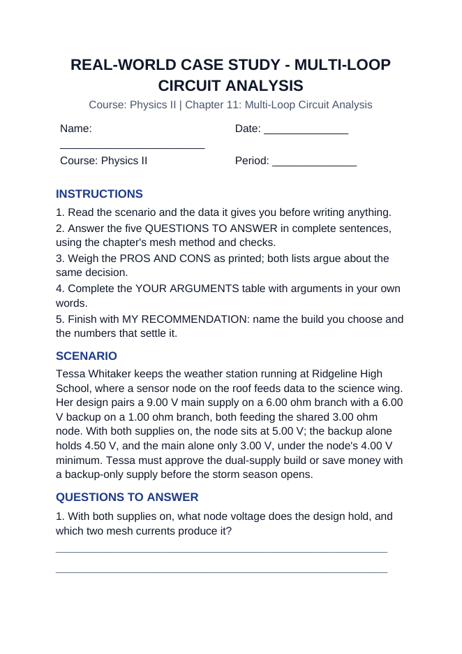 Multi-Loop Circuit Analysis Real-World Case Study sample page