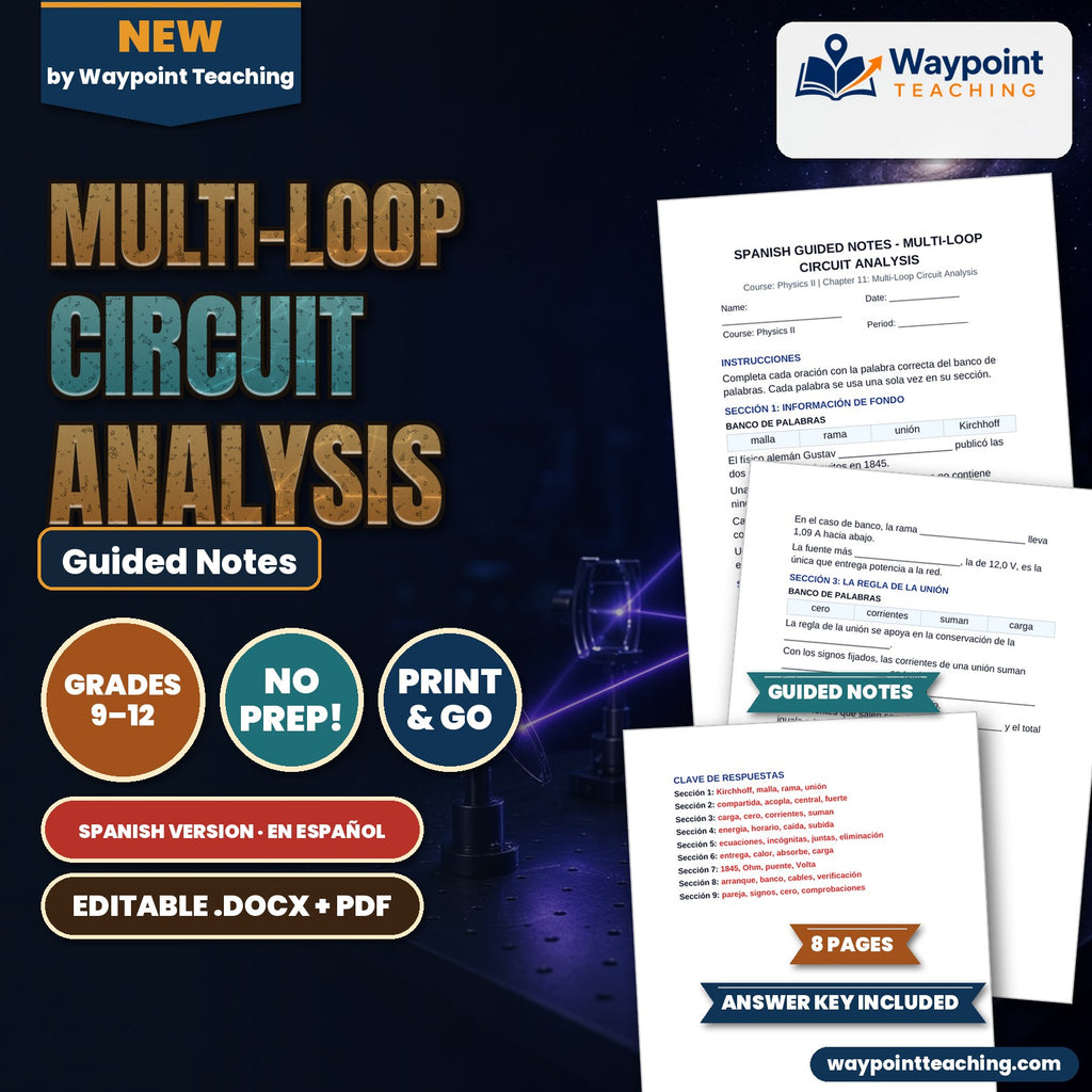 Multi-Loop Circuit Analysis Spanish Guided Notes cover
