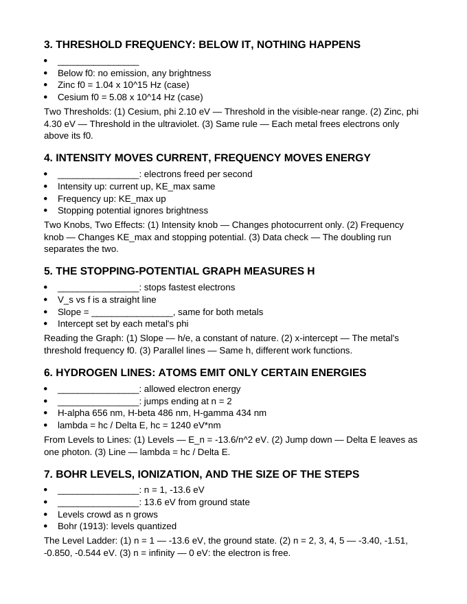 Quantum & Atomic Physics Guided Notes sample page