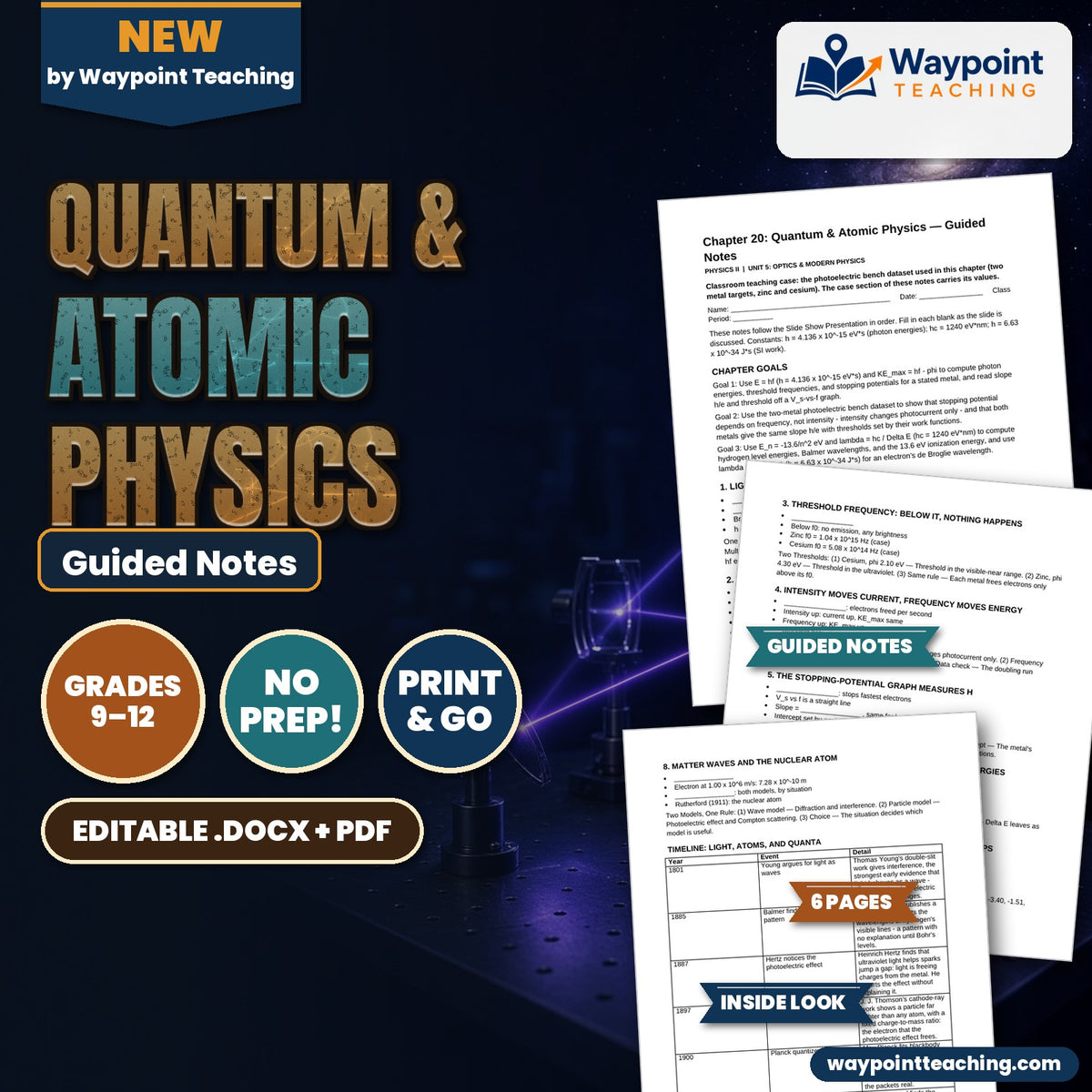 Quantum & Atomic Physics Guided Notes cover