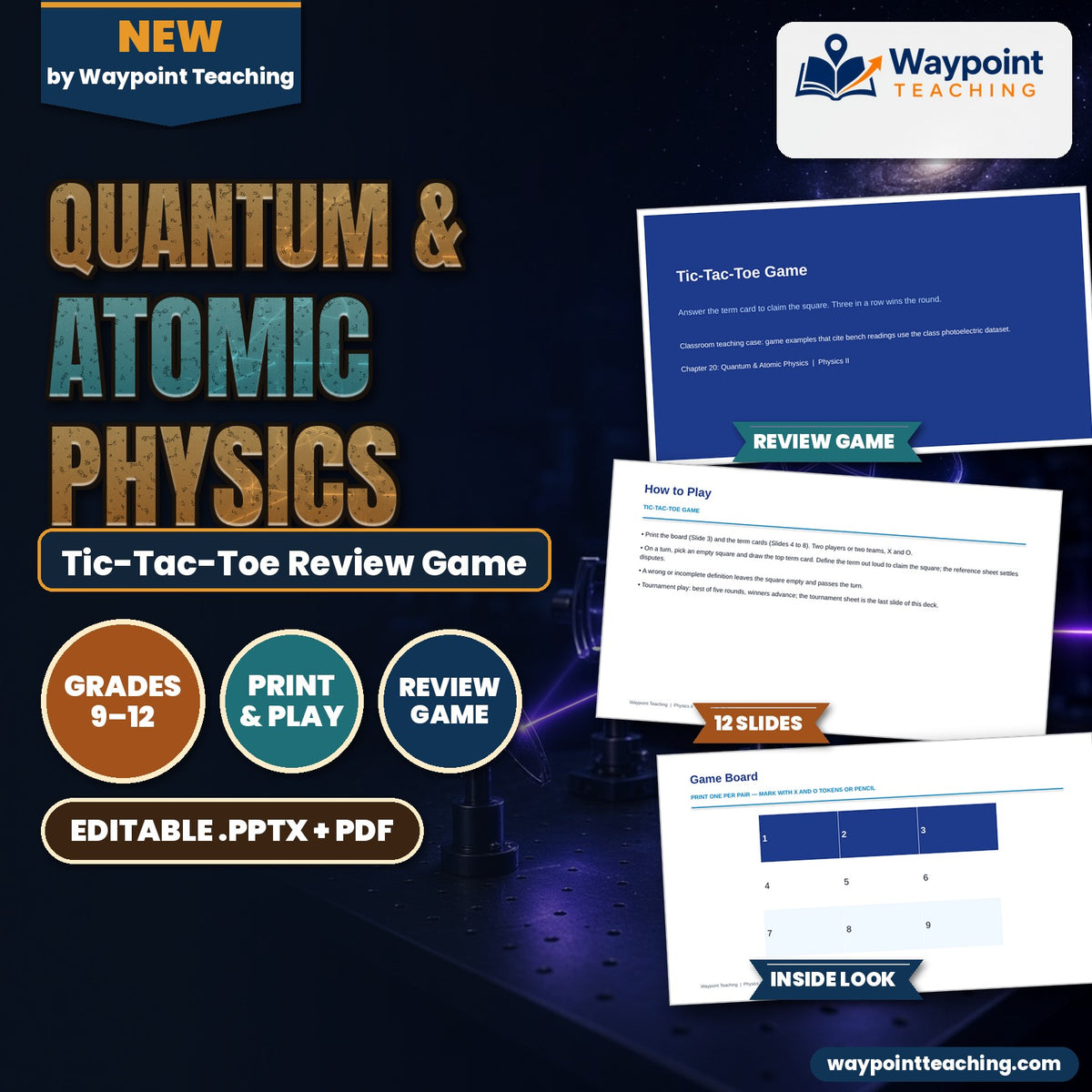 Quantum & Atomic Physics Tic-Tac-Toe Review Game cover