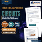 Resistor-Capacitor Circuits Fill-in-the-Blank Vocabulary Worksheet cover