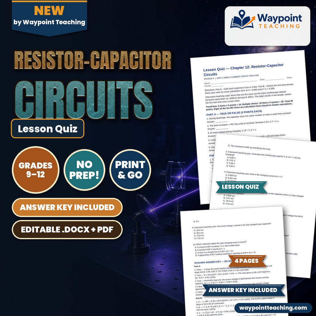 Resistor-Capacitor Circuits Lesson Quiz cover