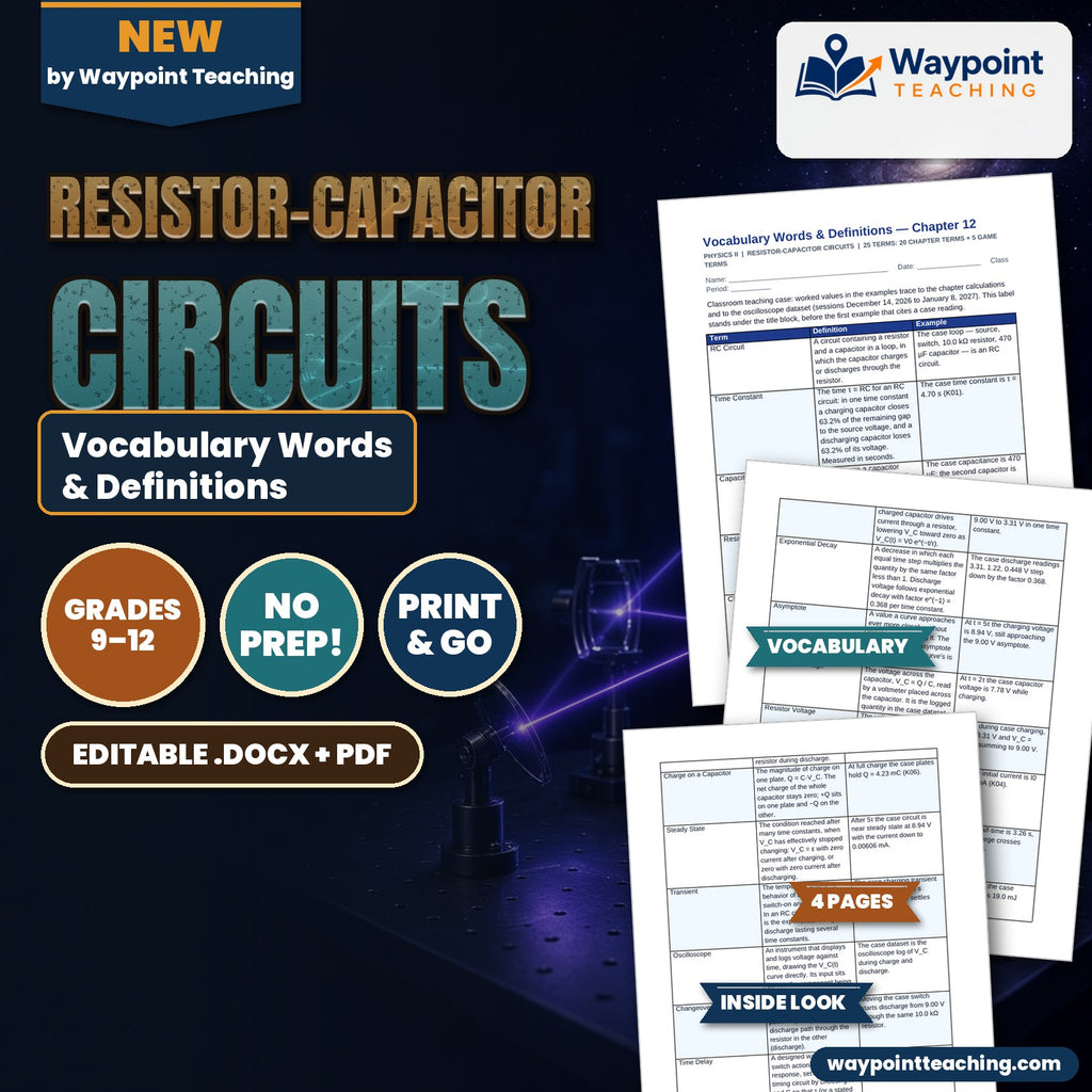 Resistor-Capacitor Circuits Vocabulary Words & Definitions cover