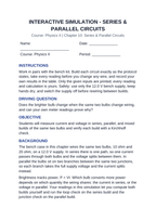 Series & Parallel Circuits Interactive Simulation sample page