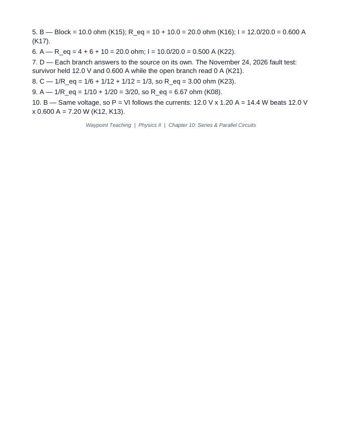 Series & Parallel Circuits Lesson Quiz sample page