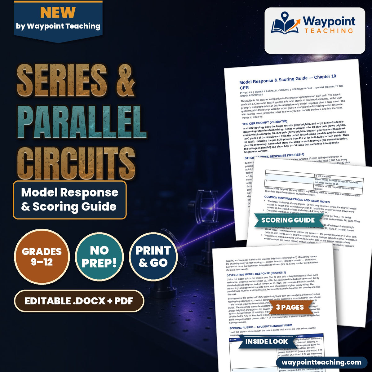 Series & Parallel Circuits Model Response & Scoring Guide cover
