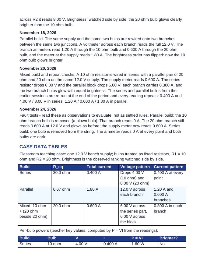 Series & Parallel Circuits Phenomena-Based Lesson: Same Two Bulbs, Two Wirings, Opposite Winner Teacher Discussion Guide sample page