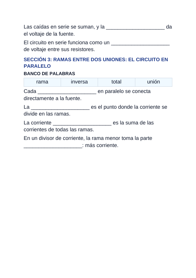 Series & Parallel Circuits Spanish Guided Notes sample page