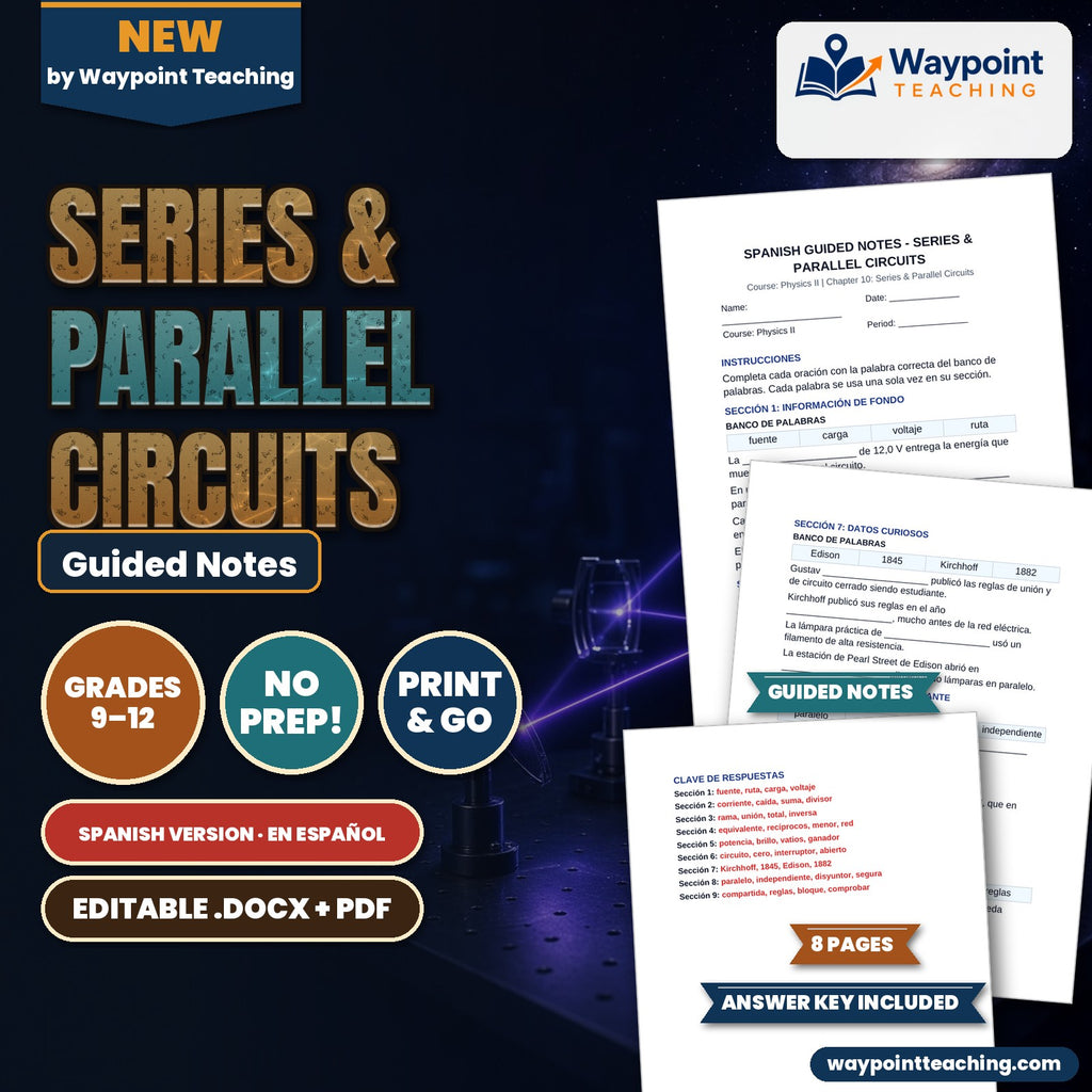 Series & Parallel Circuits Spanish Guided Notes cover