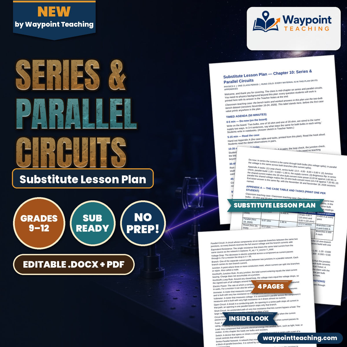 Series & Parallel Circuits Substitute Lesson Plan cover