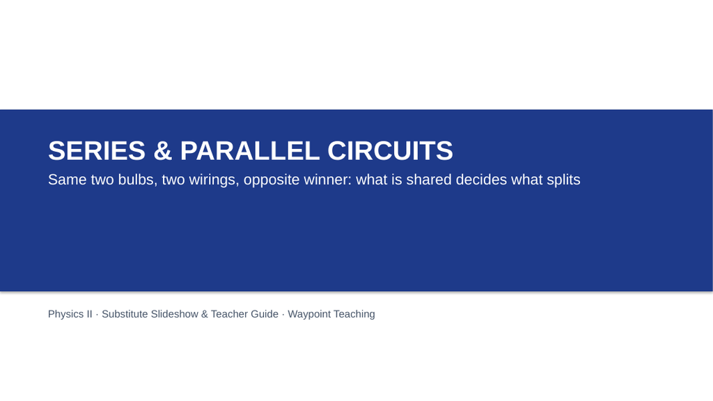 Series & Parallel Circuits Substitute Slideshow & Teacher Guide sample page