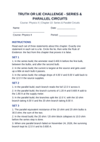 Series & Parallel Circuits Truth or Lie Challenge sample page
