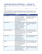 Series & Parallel Circuits Vocabulary Words & Definitions sample page