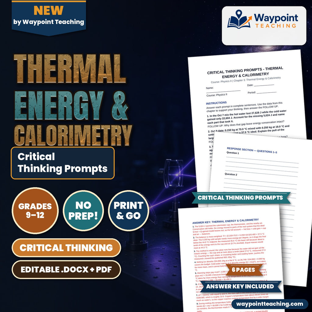 Thermal Energy & Calorimetry Critical Thinking Prompts cover