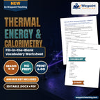 Thermal Energy & Calorimetry Fill-in-the-Blank Vocabulary Worksheet cover
