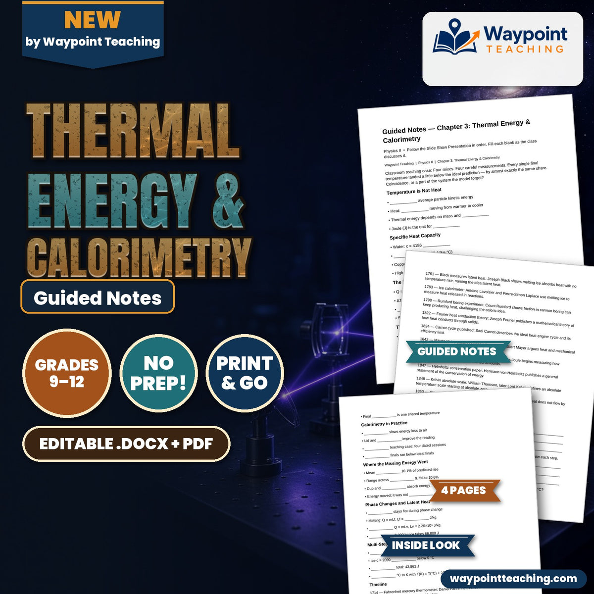 Thermal Energy & Calorimetry Guided Notes cover