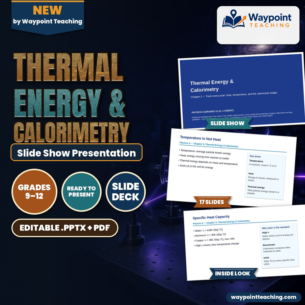 Thermal Energy & Calorimetry Slide Show Presentation cover