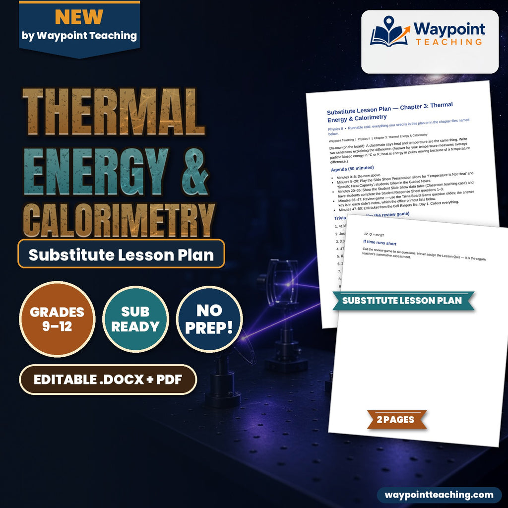 Thermal Energy & Calorimetry Substitute Lesson Plan cover