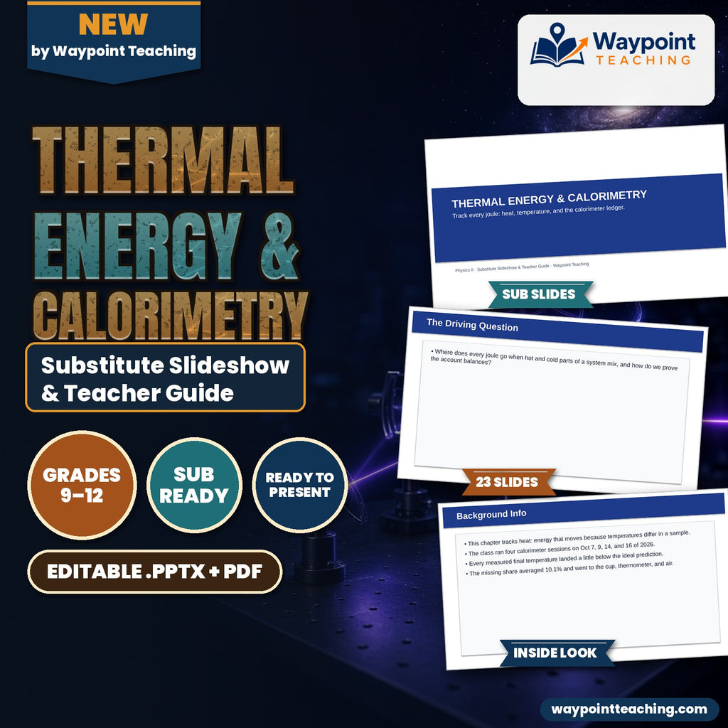 Thermal Energy & Calorimetry Substitute Slideshow & Teacher Guide cover